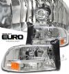 Dodge Durango 1998-2003  Chrome/amber 1pc Style Euro Crystal Headlights