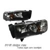 1996 Dodge Ram   Black/amber 1pc Style Euro Crystal Headlights