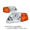 2000 Ford Expedition   Chrome W/amber Corner Euro Crystal Headlights