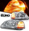 Honda Civic 1996-1998  Chrome/amber Euro Crystal Headlights