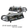 Honda Prelude 1992-1996  Black 1pc W/clear Corner Euro Crystal Headlights