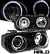 1997 Acura Integra   Halo Projector Headlights - Black Housing Clear Lens 