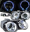 2000 Acura Integra   Halo Projector Headlights - Chrome Housing Clear Lens 