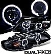 2002 Bmw 3 Series E46 4 Door  Halo Projector Headlights - Black/Amber Housing Clear Lens 