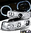 2002 Chevrolet Silverado   Halo Projector  W/LED Headlights - Chrome Housing Clear Lens 