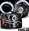 Chevrolet Silverado  2007-2009 Halo Projector Headlights - Black/Amber Housing Clear Lens 