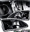 1997 Ford Mustang   Projector Headlights - Black Housing Clear Lens 