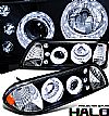 Ford Mustang  1987-1993 1 Pc Halo Projector Headlights - Black Housing Clear Lens 