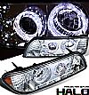 Ford Mustang  1987-1993 1 Pc Halo Projector Headlights - Chrome Housing Clear Lens 