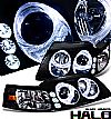 Ford Mustang  1999-2004 Halo Projector Headlights - Black/Amber Housing Clear Lens 