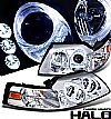 Ford Mustang  1999-2004 Halo Projector Headlights - Chrome/Amber Housing Clear Lens 