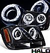 2001 Jeep Grand Cherokee   Halo Projector Headlights - Black Housing Clear Lens 