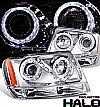 2003 Jeep Grand Cherokee   Halo Projector Headlights - Chrome Housing Clear Lens 