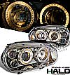 Volkswagen Golf  1999-2004 Halo Projector Headlights - Titanium Housing Clear Lens 