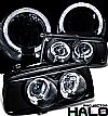 1995 Volkswagen Jetta   Halo LED Projector Headlights - Black Housing Clear Lens 