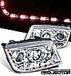 Volkswagen Jetta  1999-2005 Projector Headlights - Chrome Housing Clear Lens 