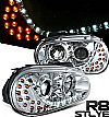 2002 Volkswagen Golf   Projector Headlights - Chrome Housing Clear Lens 