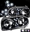 1994 Volkswagen Golf   Projector  W/LED Headlights - Black Housing Clear Lens 