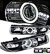 1999 Saturn S-Series   Ccfl Halo Projector Headlights - Black Housing Clear Lens 