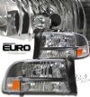 Dodge Dakota 1997-2004  Black/amber 1pc Style Euro Crystal Headlights