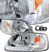 Ford Expedition 1997-2002  Chrome/amber 1pc W/led Euro Crystal Headlights
