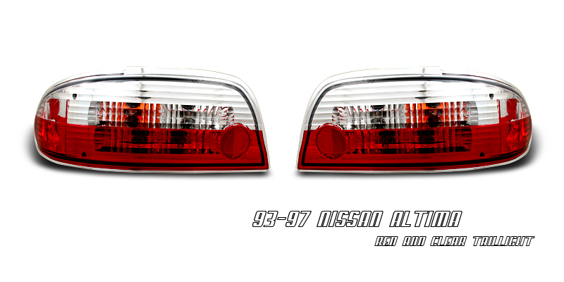 Nissan Altima 1993-1997  Red / Clear Euro Tail Lights