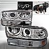 Chevrolet S10 Pickup  1998-2004 Chrome Halo Projector Headlights With Bumper Lights 