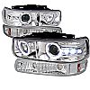 Chevrolet Silverado  1999-2003 Chrome Halo Projector Headlights With Bumper Lights 