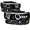 Chevrolet Silverado  1999-2003 Black Halo Projector Headlights With Bumper Lights 