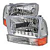 Ford Super Duty 1999-2004 Chrome Euro Headlights With Corner Lights 