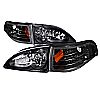 Ford Mustang 1994-1998 Black Euro Headlights With Corner Lights 