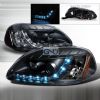 Honda Civic  1996-1998 Black R8 Style Halo Projector Headlights  W/LED'S