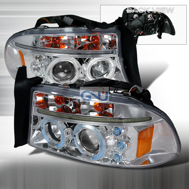 Dodge Dakota  1997-2004 Chrome Halo Projector Headlights  W/LED'S