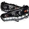 Mitsubishi Lancer Evo X 2008-2013 Black R8 Style Projector Headlights  