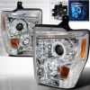 Ford Super Duty  2008-2010 Chrome R8 Style Halo Projector Headlights  W/LED'S