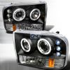 Ford Super Duty  1999-2004 Black Halo Projector Headlights  W/LED'S