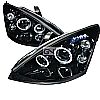 Ford Focus  2000-2004 Gloss Black Halo Projector Headlights Smoke Lens 