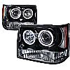 Jeep Grand Cherokee  1993-1998 Gloss Black Halo Projector Headlights Smoke Lens 