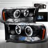 Dodge Ram  2002-2005 Black Halo Projector Headlights  W/LED'S