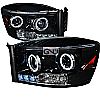 Dodge Ram  2006-2008 Gloss Black Halo Projector Headlights Smoke Lens 