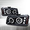 Chevrolet Avalanche  2003-2006 Black Halo Projector Headlights  W/LED'S