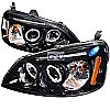 2002 Honda Civic  Gloss Black, Smoked Lens Halo Projector Headlights