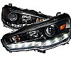 2012 Mitsubishi Lancer Evo X  Black R8 Style Projector Headlights  