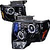 2009 Ford F150   Gloss Black Halo Projector Headlights Smoke Lens 