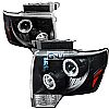 2011 Ford F150   Black Dual Halo Projector Headlights  W/LED'S