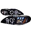 1996 Ford Mustang   Gloss Black  Projector Headlights Smoke Lens 