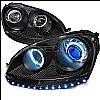 Volkswagen Golf  2005-2008 Black Ccfl Halo Projector Headlights Blue Ion 