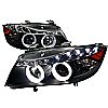 Bmw 3-Series E90 4 Door 2005-2008 Black Iced Halo Projector Headlights  W/LED'S