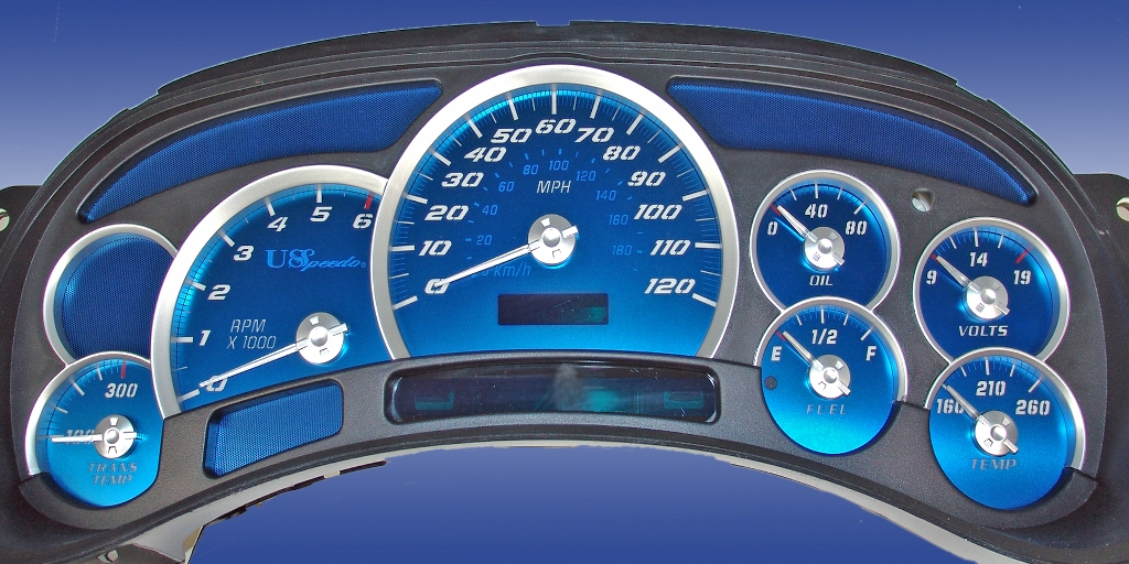 Gmc Sierra 2003-2005  120 Mph Trans Temp Aqua Edition Gauges With White Numbers