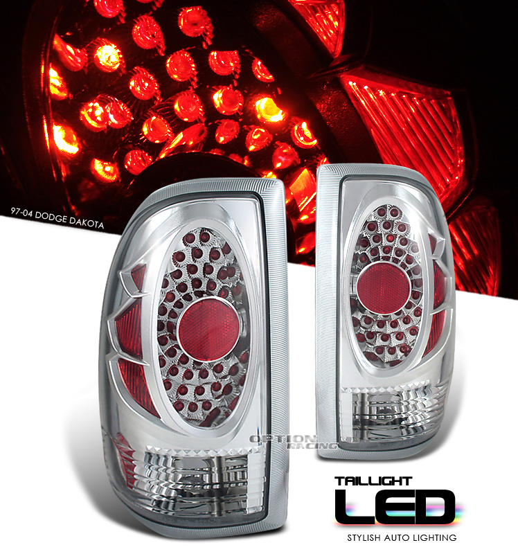 thumbnail image 2 of Black LED Tail Lights For 1997-2004 Dodge Dakota – Left & Right Pair – DTMOTO SAE DOT 2 of 6